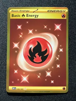 Pokemon Basic Fire Energy Full Art Hyper Rare Holo Card 230/197 Obsidian Flames - Image 1