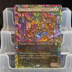 Magic The Gathering Bebop & Rocksteady Green Black Legendary Creature borderless - Image 1