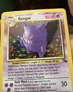 Pokemon Gengar 5/62 Fossil Holo Rare 80 HP Stage 2 English Keiji Kinebuchi - Image 4