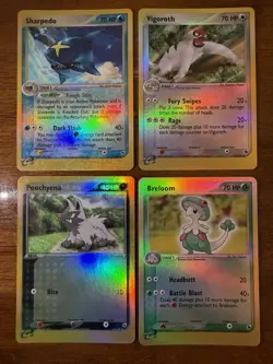 Pokemon TCG Reverse Holo Sharpedo Vigoroth Poochyena Breloom Lot 4 Holo English - Image 1