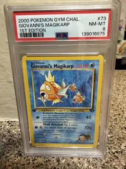 2000 Pokemon Gym Challenge 1st Edition Giovanni's Magikarp 73 PSA 8 NM-MT - Image 1