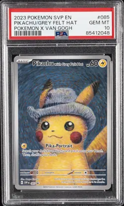 2023 POKEMON SVP EN-SV BLACK STAR PROMO #085 PIKACHU WITH GREY FELT HAT PSA 10 - Image 1