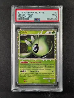 2010 Pokemon HeartGold & SoulSilver Triumphant CELEBI Holo Rare 92/102 PSA 9 - Image 1