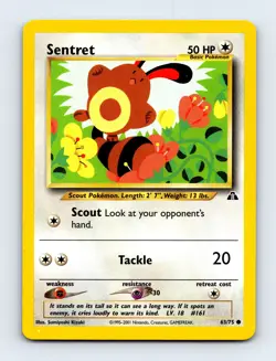 Sentret 63/75 Neo Discovery Non Holo Pokemon Card NM - Image 1