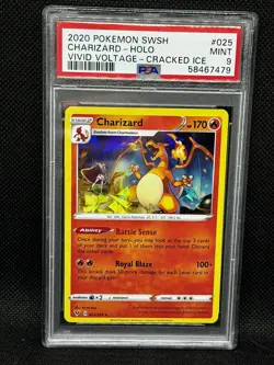 2020 Pokemon SWSH Charizard Vivid Voltage- Cracked Ice #025 PSA 9 - Image 1