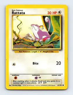 Rattata 061/102 Base Set Non Holo Pokemon Card LP - Image 1