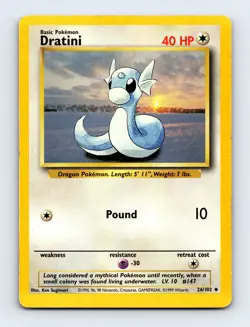 Dratini 026/102 Base Set Non Holo Pokemon Card MP - Image 1