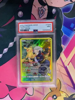 2022 Pokemon Sword & Shield SWSH Full Art Pikachu Lost Origin #TG05 PSA 9 - Image 2