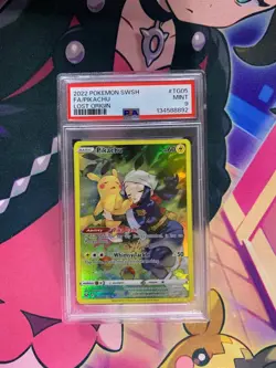 2022 Pokemon Sword & Shield SWSH Full Art Pikachu Lost Origin #TG05 PSA 9 - Image 3