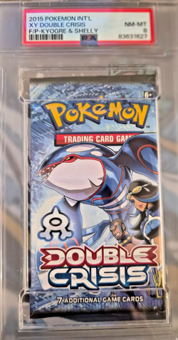 2015 English Pokemon XY Double Crisis Kyogre & Shelly Sealed Pack PSA 8 (POP 4) - Image 1