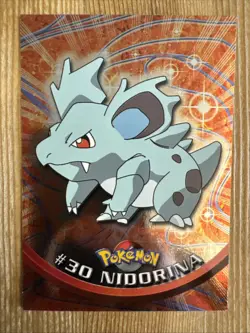 Nidorina 30 Blue Logo TV Animation Topps Pokemon 1999 Holo NM - Image 1