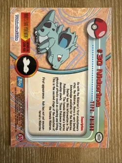 Nidorina 30 Blue Logo TV Animation Topps Pokemon 1999 Holo NM - Image 2
