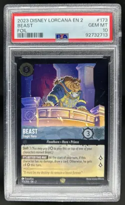 2023 Disney Lorcana Rise of the Floodborn Beast Tragic Hero Foil #173/204 PSA 10 - Image 1