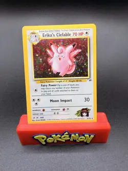 Pokemon TCG Erika's Clefable Gym Heroes Holo SWIRL Card 3/132 NM-f - Image 1