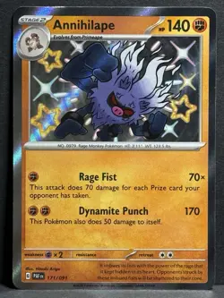 Annihilape Holo Shiny Rare Pokemon TCG Card Paldean Fates 171/091 NM - Image 1