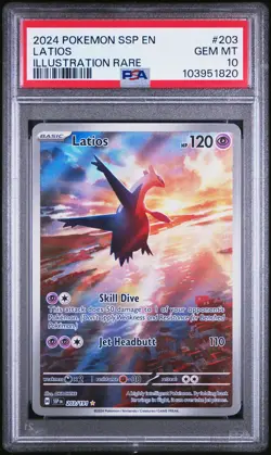 Latios 2024 Pokemon Ssp En-Surging Sparks #203/191 Illustration Rare PSA 10 - Image 1