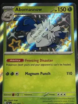 Pokemon Abomasnow Card 101/091 Shiny Holo Rare, Paldean Fates NM - Image 3