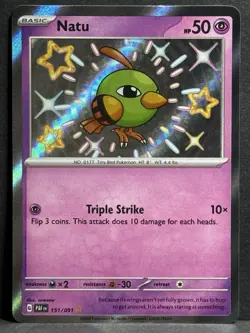 Pokemon TCG Natu Holo Rare Shiny Card 151/091 SV4.5: Paldean Fates NM - Image 1