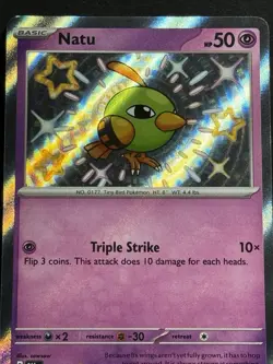 Pokemon TCG Natu Holo Rare Shiny Card 151/091 SV4.5: Paldean Fates NM - Image 3