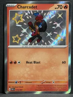 Pokemon TCG Paldean Fates Holo Shiny Rare Charcadet Card 114/091 NM - Image 1