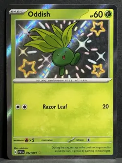 Pokemon TCG Oddish Shiny Ultra Rare Card 092/091 Sv: Paldean Fates NM - Image 1