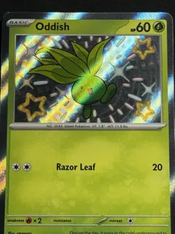 Pokemon TCG Oddish Shiny Ultra Rare Card 092/091 Sv: Paldean Fates NM - Image 3