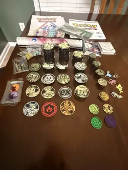Pokemon Lot 175 Coins, Dice, Posters, Mat, Pins, Sleeves, Magnetic 3 Card Holder - Image 3