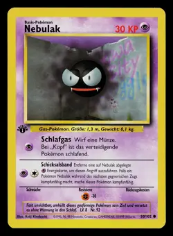 Pokemon Card - Gastly Nebulak German 1st Edition Base Set 50/102 Common - Image 1