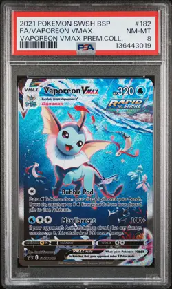 SWSH: Sword & Shield Promo Cards #SWSH182 Vaporeon VMAX PSA 8 - Image 1