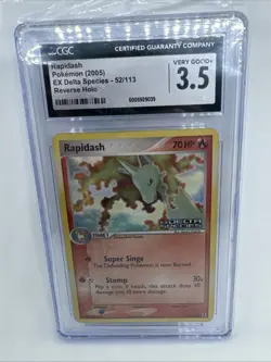 2005 Pokemon EX Delta Species Rapidash Reverse Holo #52/113 CGC 3.5 - Image 1