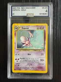 2001 Pokemon Neo Discovery Espeon 1/75 Holo AGS 4 VG-EX WOTC - Image 1
