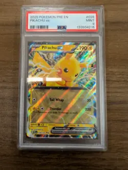 2025 POKEMON PRE EN-PRISMATIC EVOLUTIONS #028 PIKACHU EX PSA 9 - Image 1