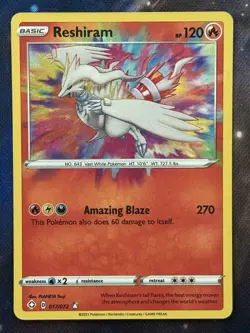 Pokemon TCG Reshiram 017/072 Amazing Rare Shining Fates Holo Foil - Image 1