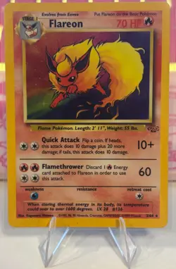1999 POKEMON WOTC JUNGLE UNLIMITED FLAREON 3/64 HOLO RARE HP - Image 1