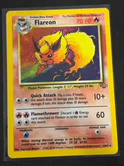 1999 POKEMON WOTC JUNGLE UNLIMITED FLAREON 3/64 HOLO RARE HP - Image 4