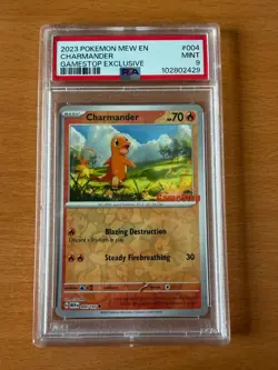2023 Pokemon MEW EN GameStop Exclusive #004 Charmander PSA 9 MINT - Image 1