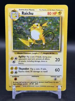 Pokemon TCG Raichu Base Set Holo Rare 14/102 English WOTC HP - Image 1