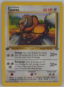 Tauros 47/64 1st Edition Jungle Regular Pokemon TCG - Image 1