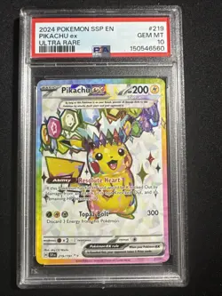Pikachu Ex #219/191 - 2024 Pokemon Sv: Surging Sparks - GEM Mint PSA 10 - Image 1