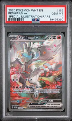2025 POKEMON WHT EN-WHITE FLARE SPECIAL ILLUSTRATION RARE RESHIRAM EX PSA 10 - Image 1