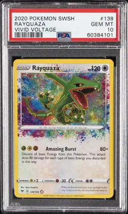 2020 POKEMON SWORD & SHIELD VIVID VOLTAGE #138 RAYQUAZA PSA 10 - Image 1