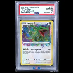 PSA 10 2020 POKEMON SWORD & SHIELD #138 RAYQUAZA VIVID VOLTAGE 138/185 - Image 1