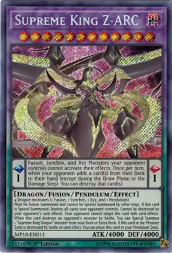 Yugioh! Supreme King Z-ARC - MP18-EN011 - Secret Rare - 1st Edition Near Mint, E - Image 1