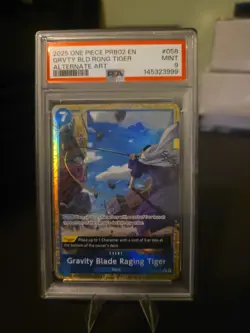 2025 One Piece TCG PRB02 #058 Gravity Blade Raging Tiger Alt Art PSA 9 - Image 1