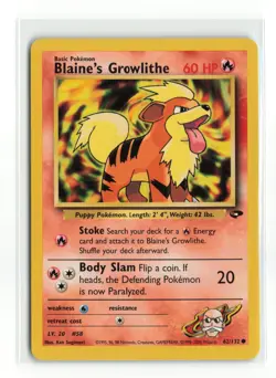 BLAINE'S GROWLITHE 62/132 GYM CHALLENGE POKEMON TCG LP - Image 1