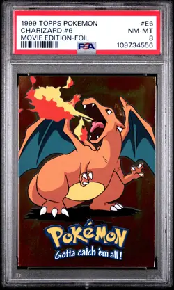 1999 TOPPS POKEMON THE MOVIE EDT FOIL #E6 CHARIZARD #6 PSA 8 - Image 1