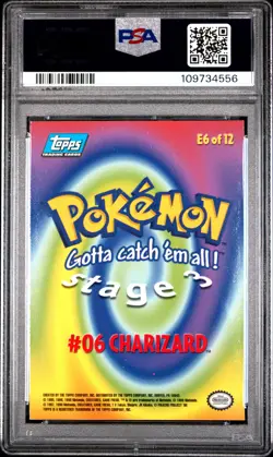 1999 TOPPS POKEMON THE MOVIE EDT FOIL #E6 CHARIZARD #6 PSA 8 - Image 2