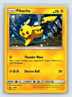 GALAXY HOLO Pikachu SM81 Pokemon Black Star Promo Holographic Foil Rare - Image 1