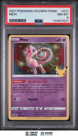 2021 Pokemon Celebrations 25th Anniversary Holo Mew PSA 8 #011/025 - Image 1
