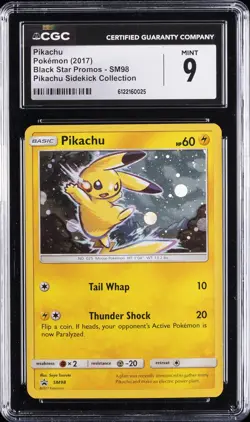 2017 POKEMON BLACK STAR PROMOS PIKACHU SIDEKICK COLL #SM98 PIKACHU CGC 9 - Image 1